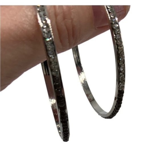 G by Gennaro white and black bling 2” hoops NWT - Picture 4 of 5